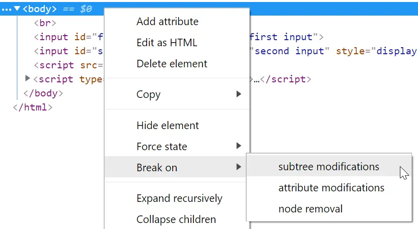 DOM Mutation Breakpoint